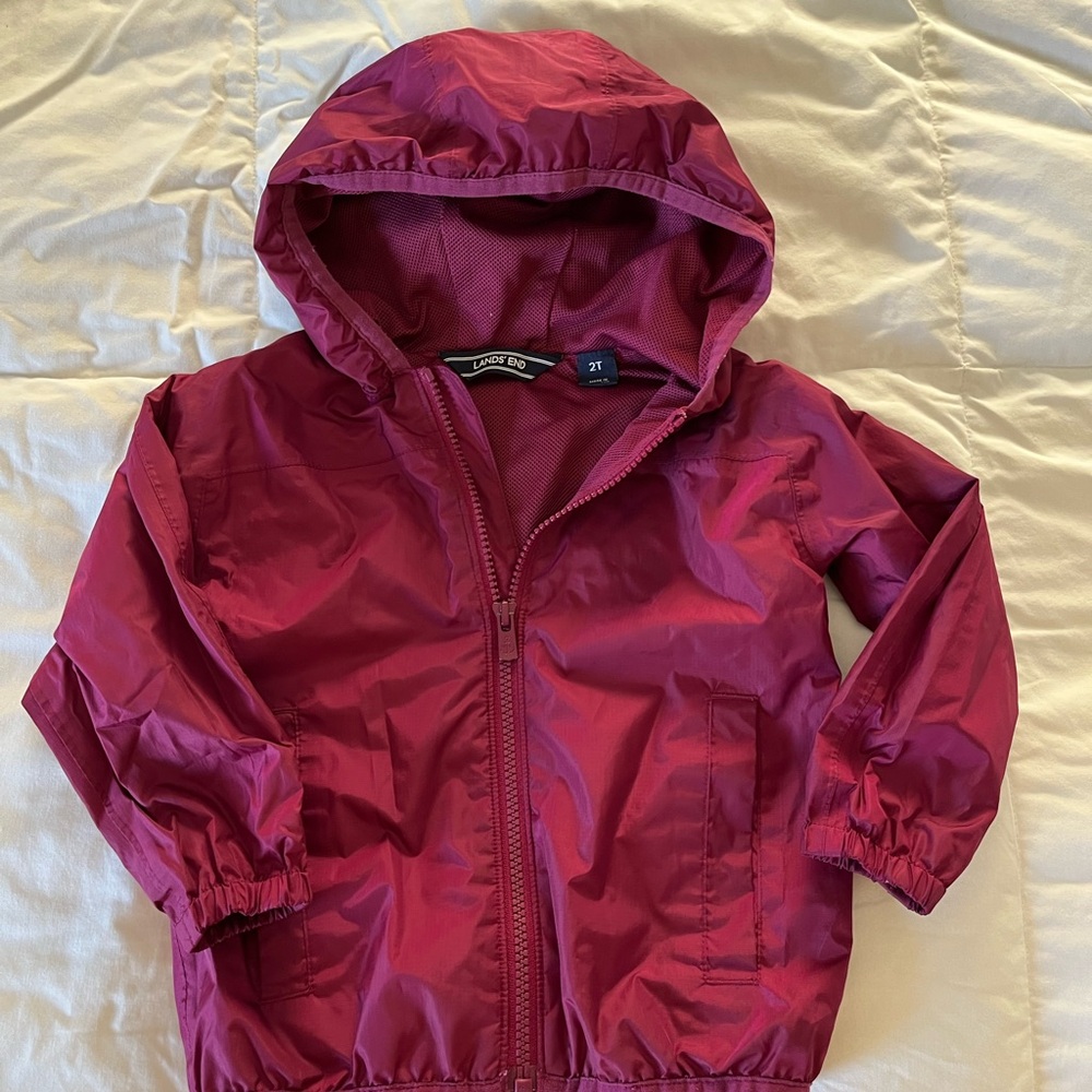 Lands' End Kids Maroon Hooded Raincoat